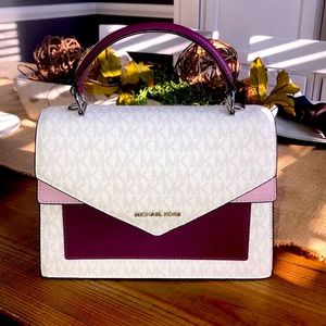 MICHAEL KORS Ludlow Medium Tri Color Garnet Crossbody Flap